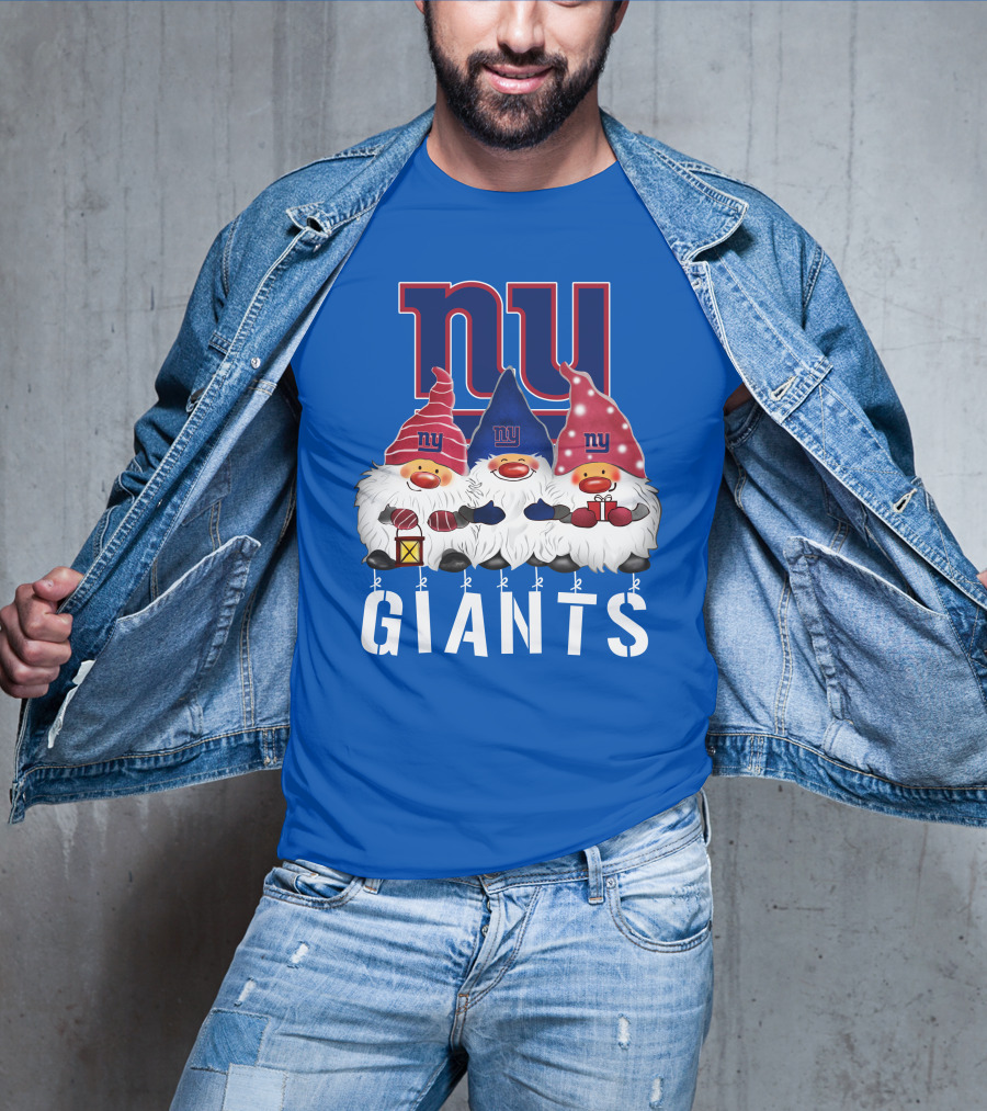 New York Giants Merry Christmas Happy Holidays Gnomes T-Shirt