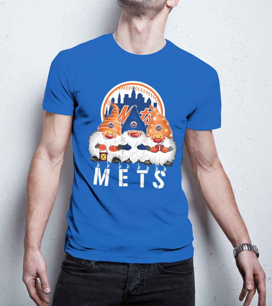 New York Mets Merry Christmas Happy Holidays Gnomes T-Shirt