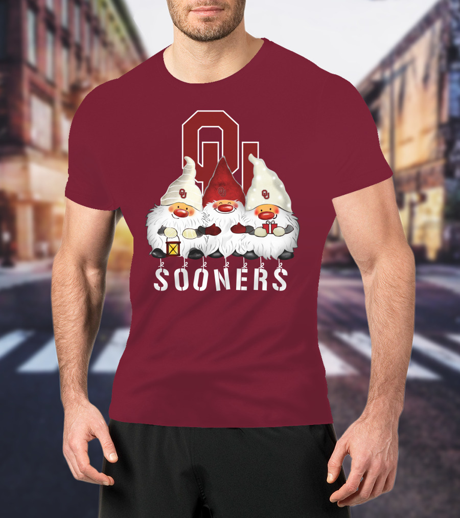 Oklahoma Sooners Christmas Gnomes Happy Holidays T-Shirt