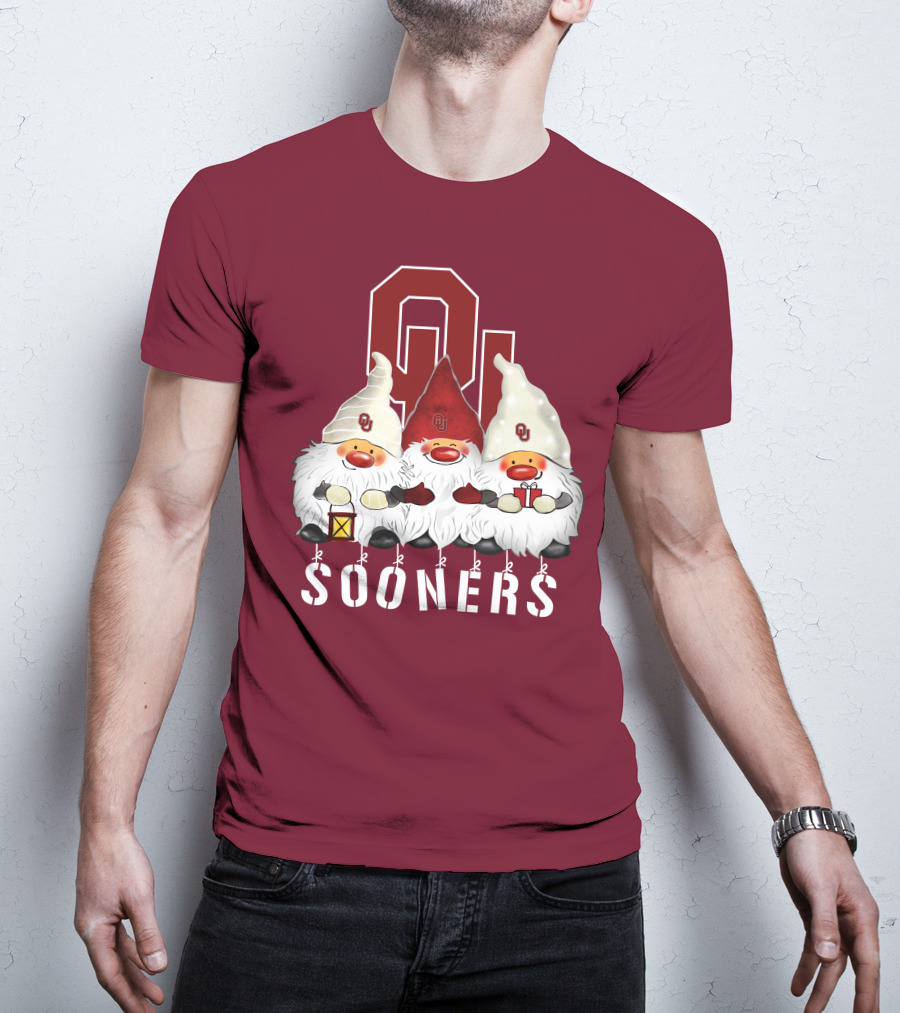 Oklahoma Sooners Christmas Gnomes Happy Holidays T-Shirt