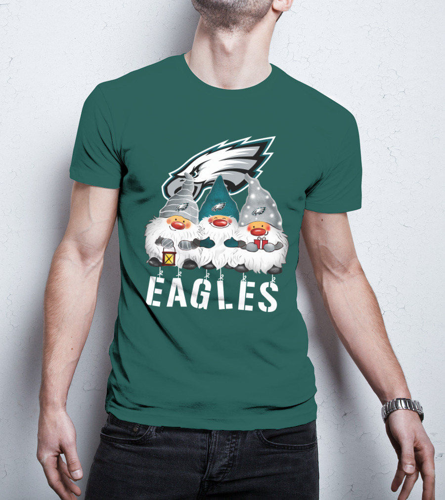 Philadelphia Eagles Christmas Gnomes Happy Holidays T-Shirt