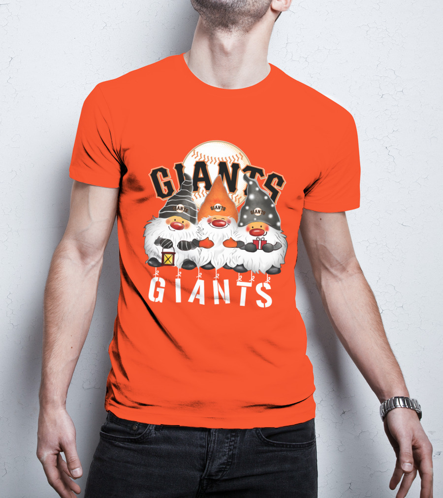 San Francisco Giants Merry Christmas Happy Holidays Giants Gnomes Baseball T-Shirt