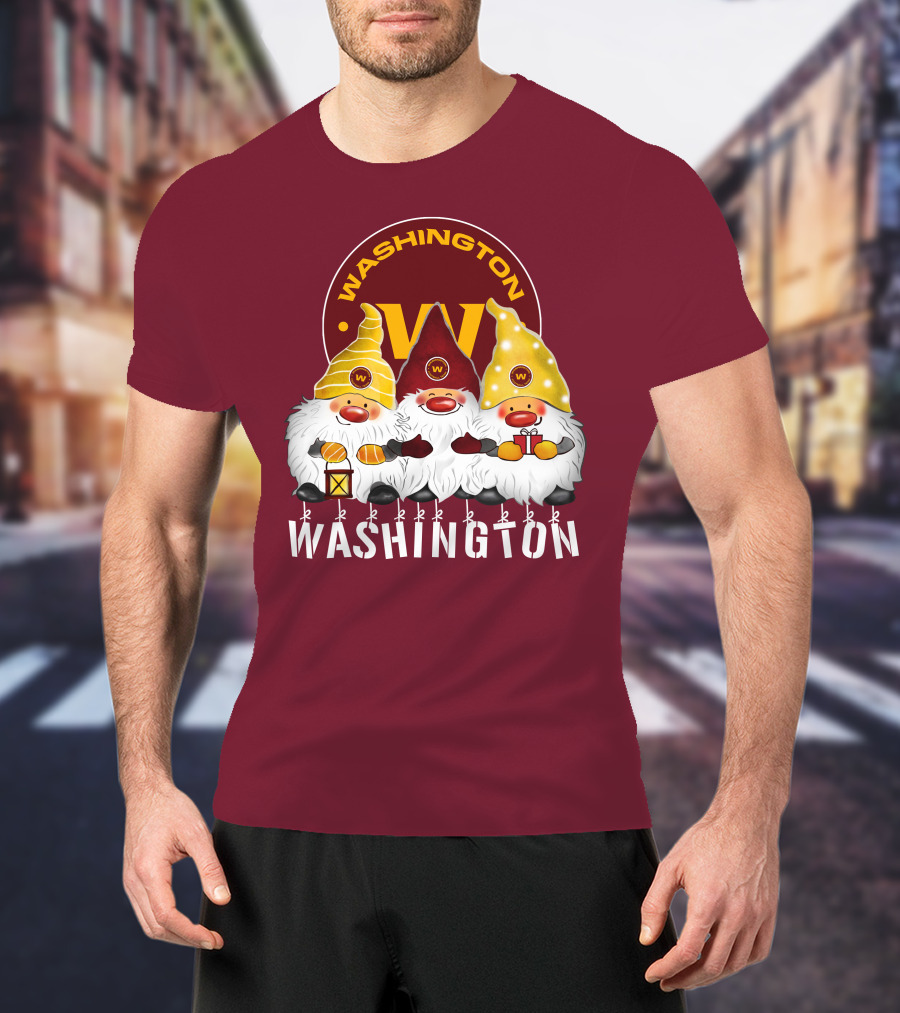 Washington Football Team Christmas Holiday Gnomes W T-Shirt