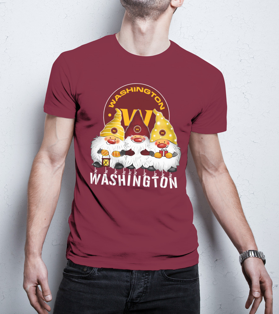 Washington Football Team Christmas Holiday Gnomes W T-Shirt