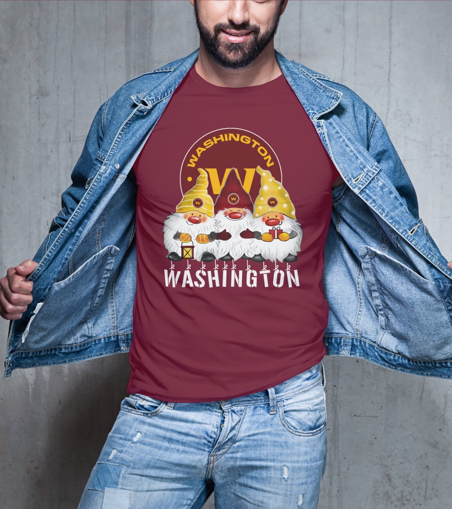 Washington Football Team Christmas Holiday Gnomes W T-Shirt