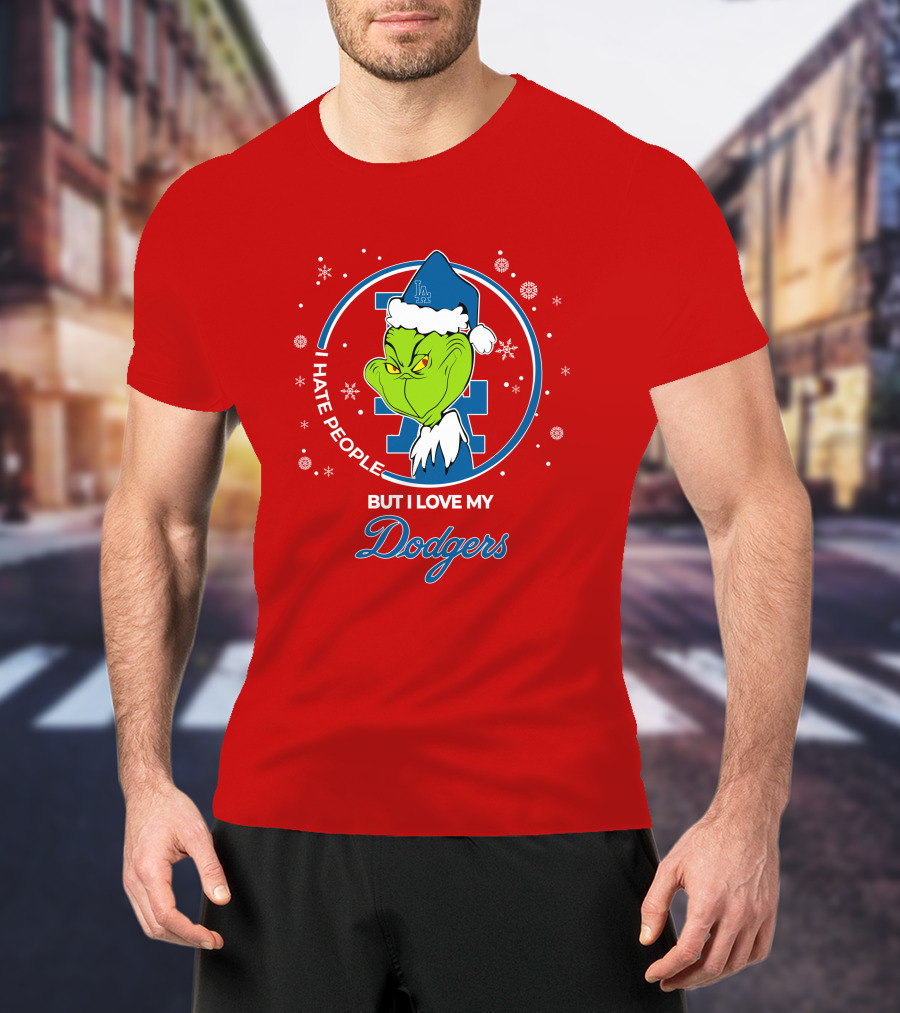 Christmas Grinch I Hate People But I Love My Los Angeles Dodgers T-Shirt