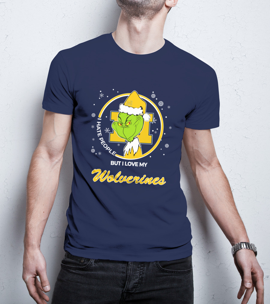 Christmas Grinch I Hate People But I Love My Wolverines T-Shirt