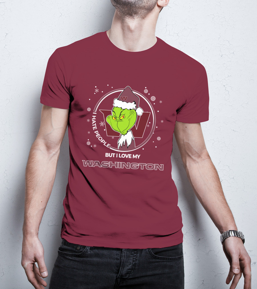 Christmas Grinch Santa I Hate People But I Love My Washington T-Shirt