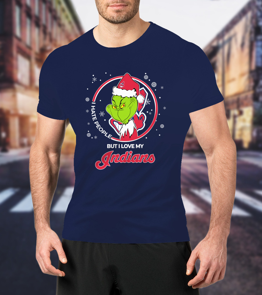 I Hate People But I Love My Indians Christmas Grinch Santa T-Shirt