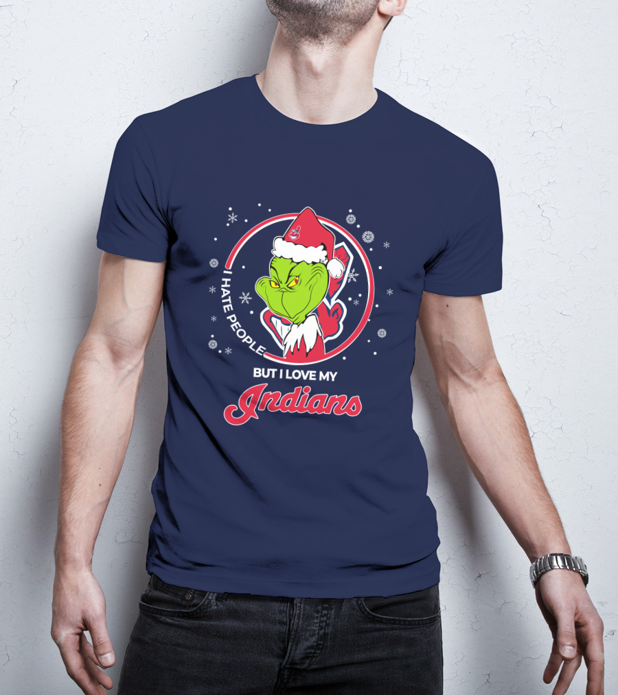 I Hate People But I Love My Indians Christmas Grinch Santa T-Shirt