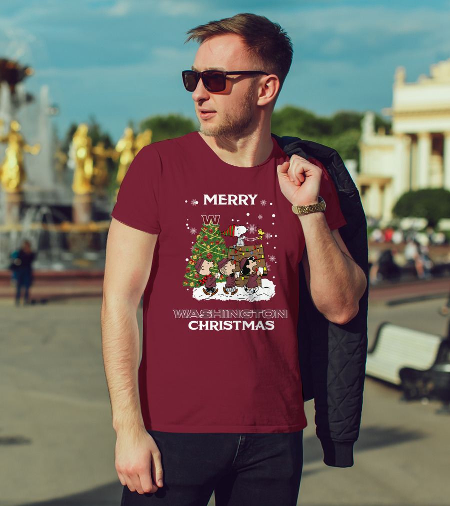 Merry Washington Christmas Tree Featuring Peanut Characters T-Shirt