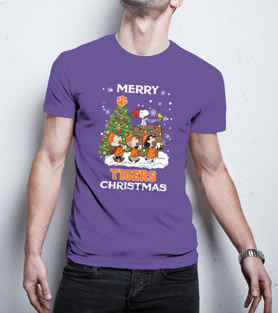 Merry Tigers Christmas Clemson The Peanut Christmas Tree T-Shirt