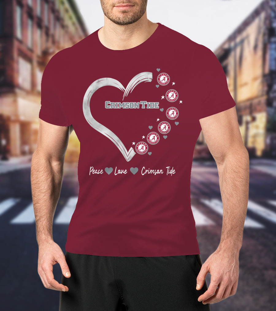 Peace Love Heart Alabama Crimson Tide T-Shirt