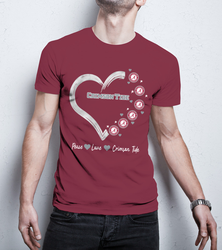 Peace Love Heart Alabama Crimson Tide T-Shirt