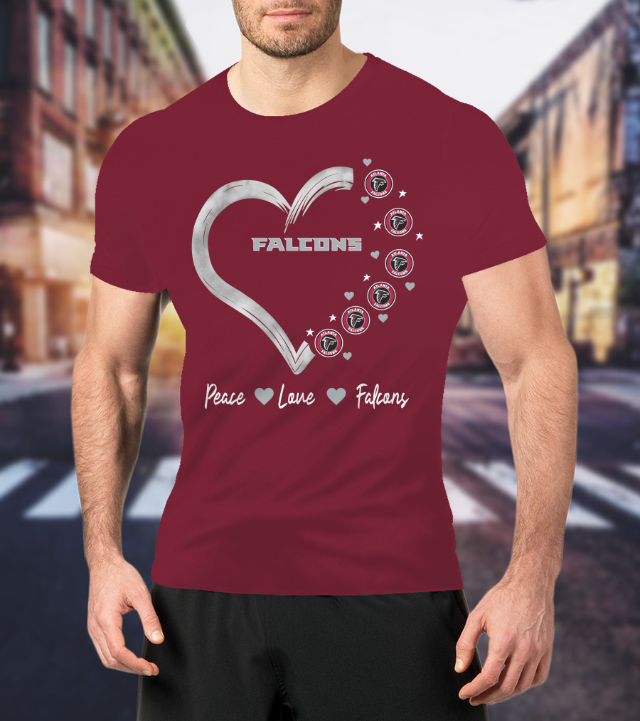 Peace Love Falcons Heart With Atlanta Falcons T-Shirt