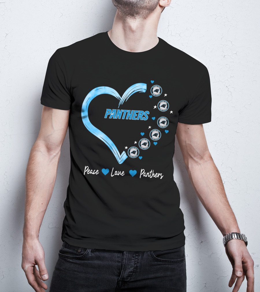 Peace Love Carolina Panthers Heart Logo Fan T-Shirt