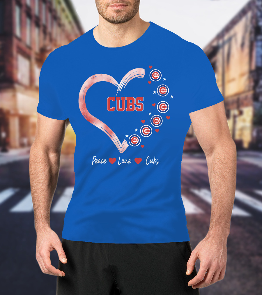 Peace Love Heart Cubs Chicago Cubs T-Shirt