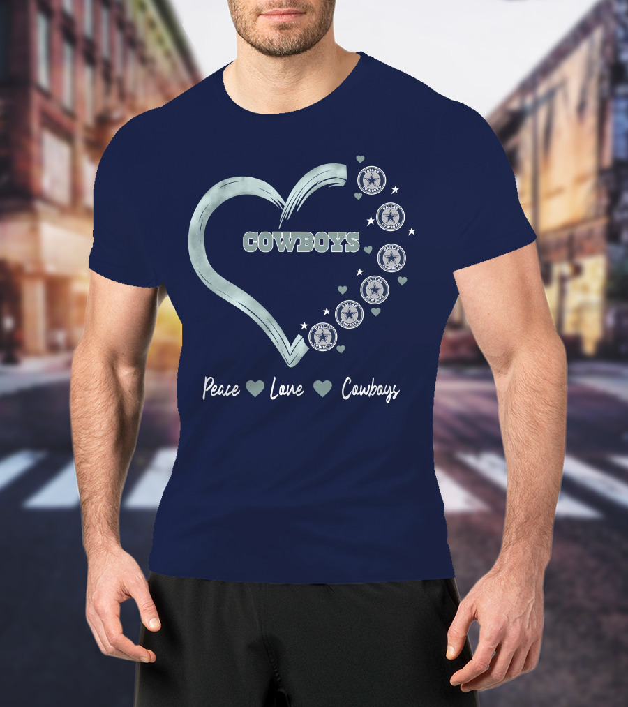 Peace Love Heart Cowboys Dallas Cowboys Stars T-Shirt