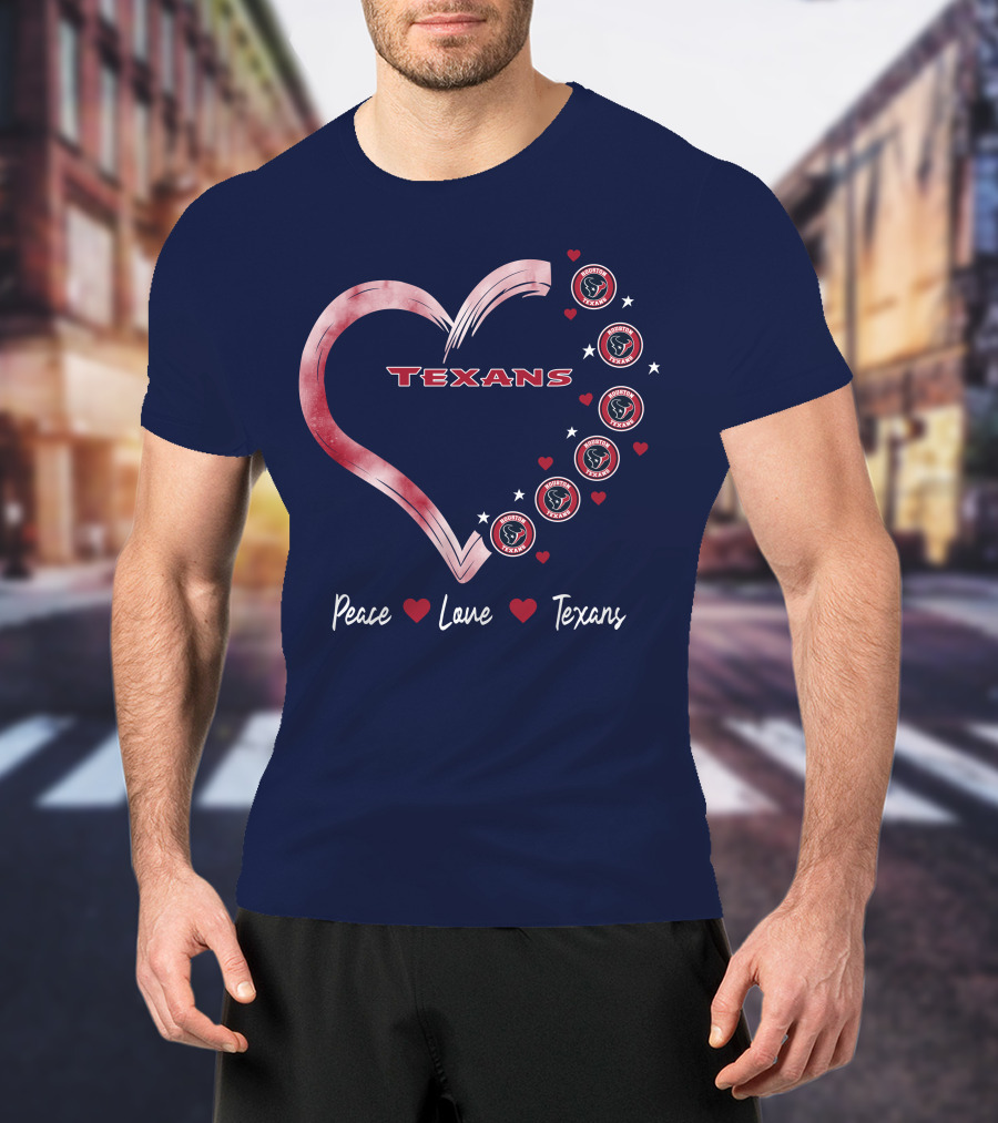 Peace Love Heart Houston Texans T-Shirt