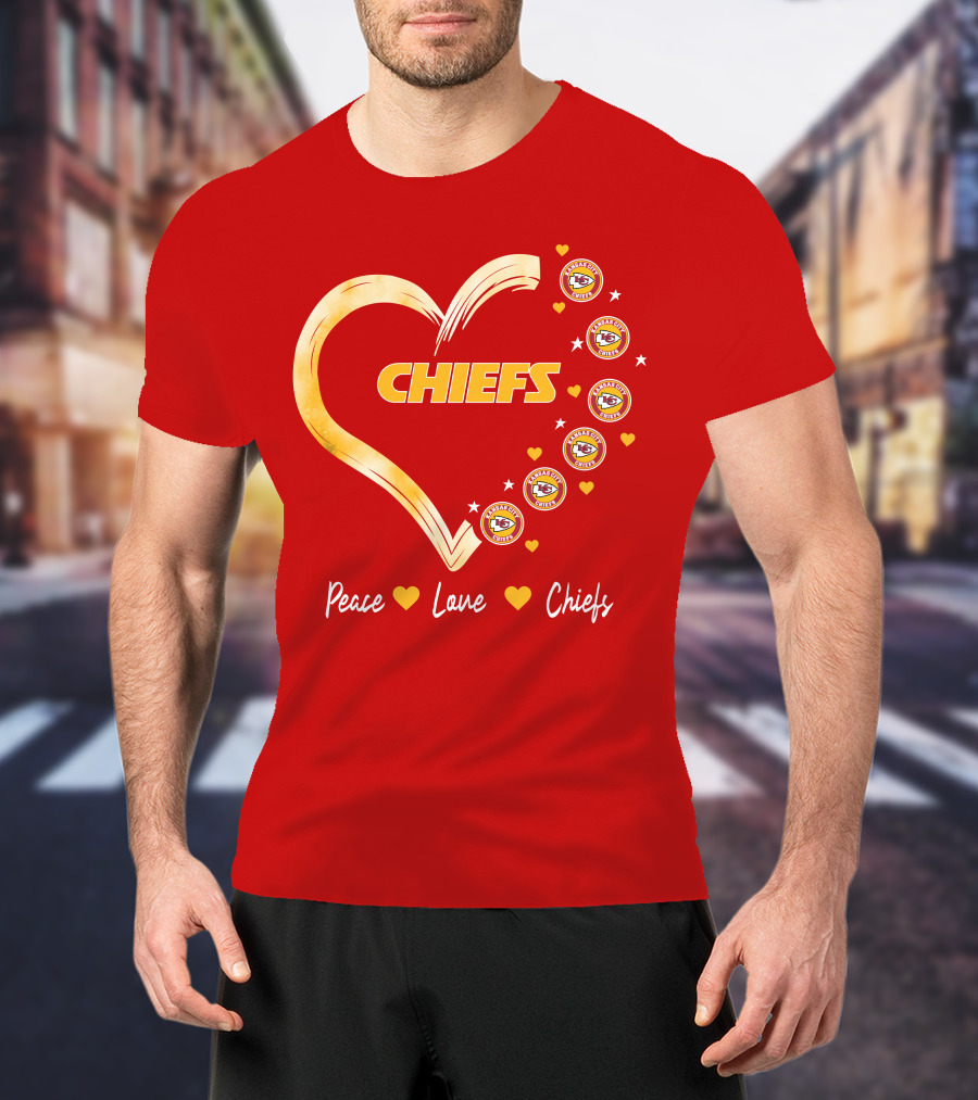 Peace Love Kansas City Chiefs Heart T-Shirt