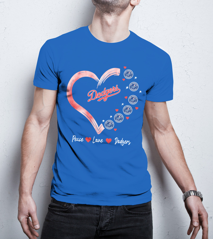Peace Love Dodgers Heart Los Angeles Dodgers T-Shirt