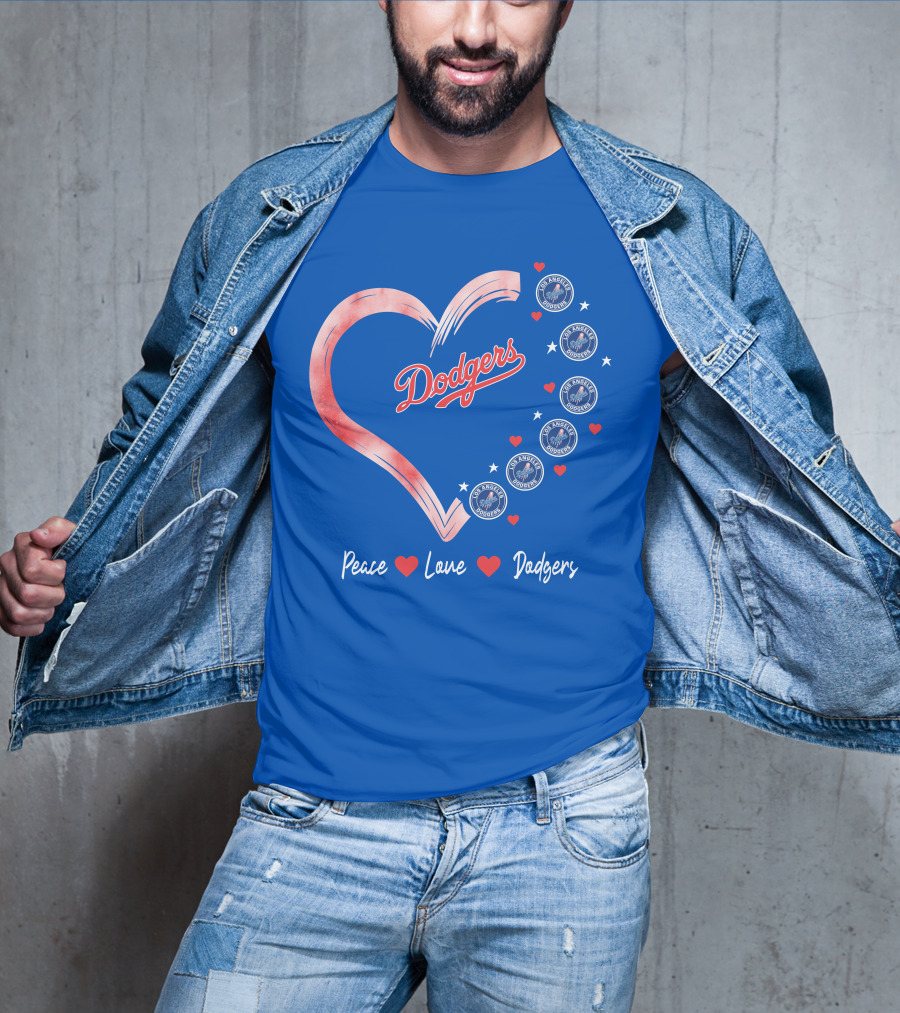 Peace Love Dodgers Heart Los Angeles Dodgers T-Shirt