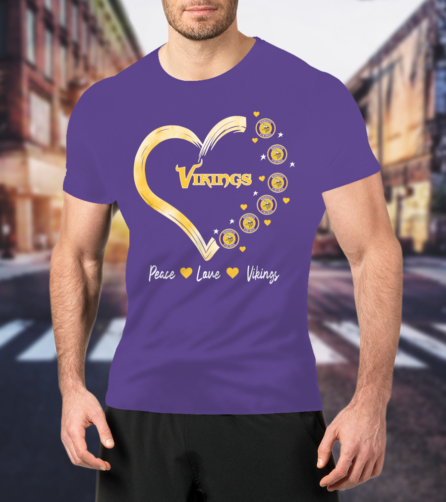 Peace Love Minnesota Vikings Heart T-Shirt