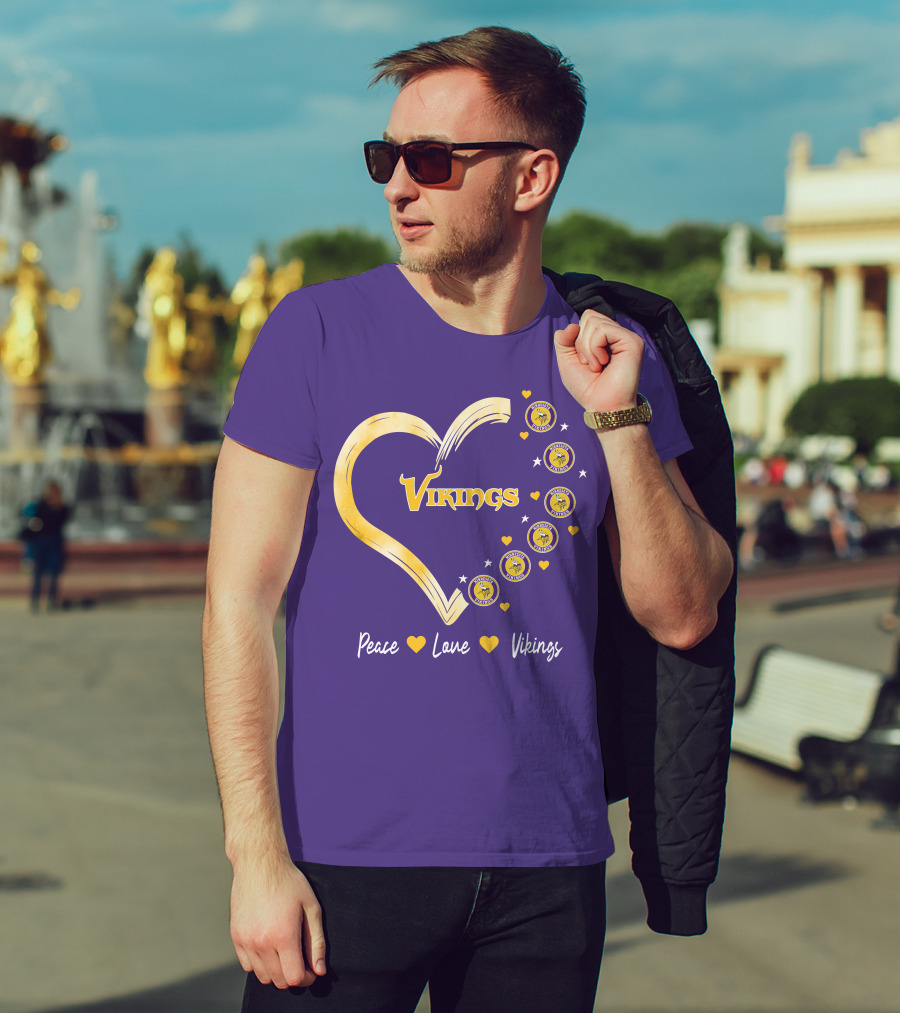 Peace Love Minnesota Vikings Heart T-Shirt