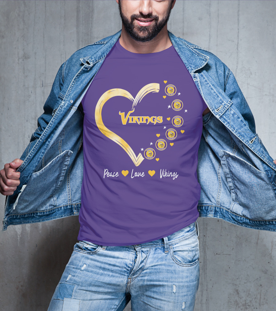 Peace Love Minnesota Vikings Heart T-Shirt