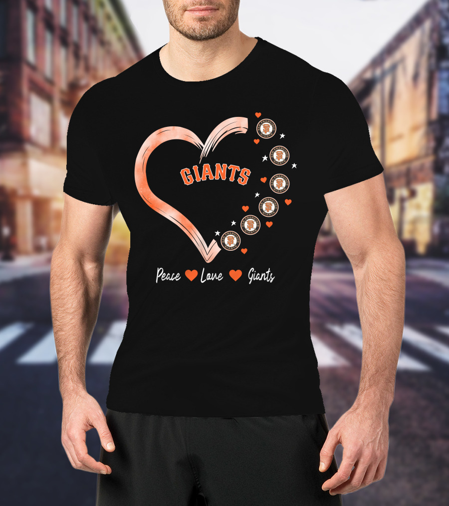Peace Love Giants San Francisco Giants Baseball Heart Icons T-Shirt