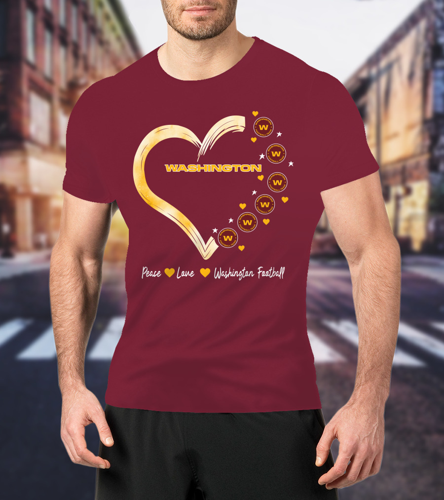 Peace Love Washington Heart And Team Circles T-Shirt