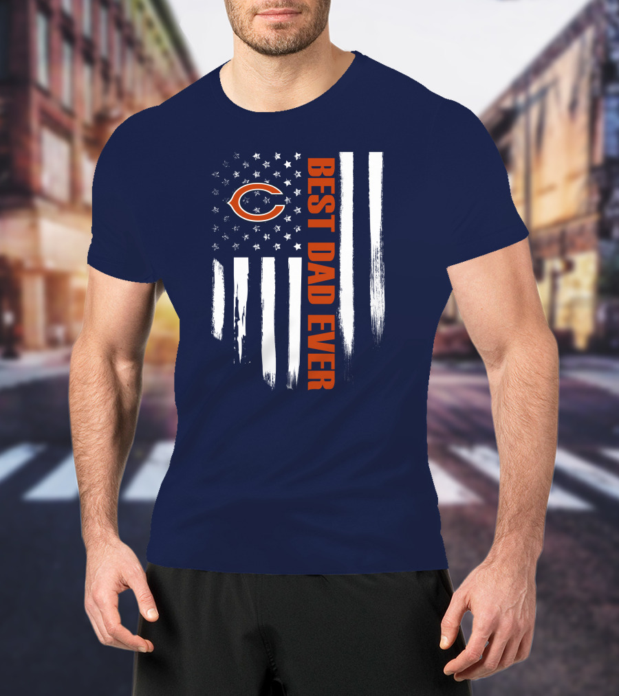 Chicago Bears Best Dad Ever American Flag T-Shirt