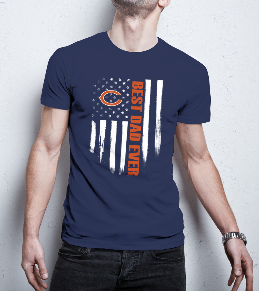 Chicago Bears Best Dad Ever American Flag T-Shirt
