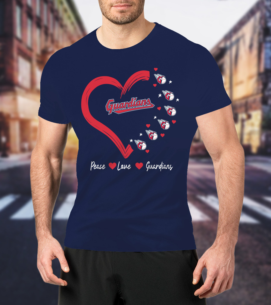 Peace Love Guardians Heart And Baseball T-Shirt