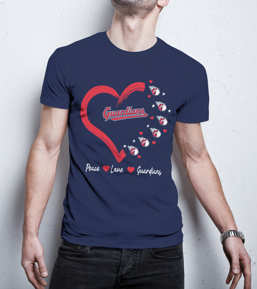 Peace Love Guardians Heart And Baseball T-Shirt