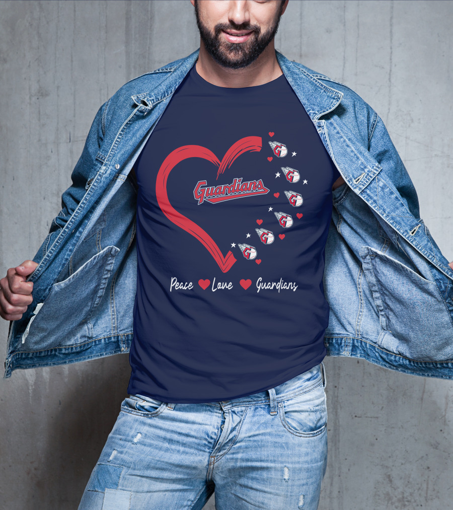 Peace Love Guardians Heart And Baseball T-Shirt