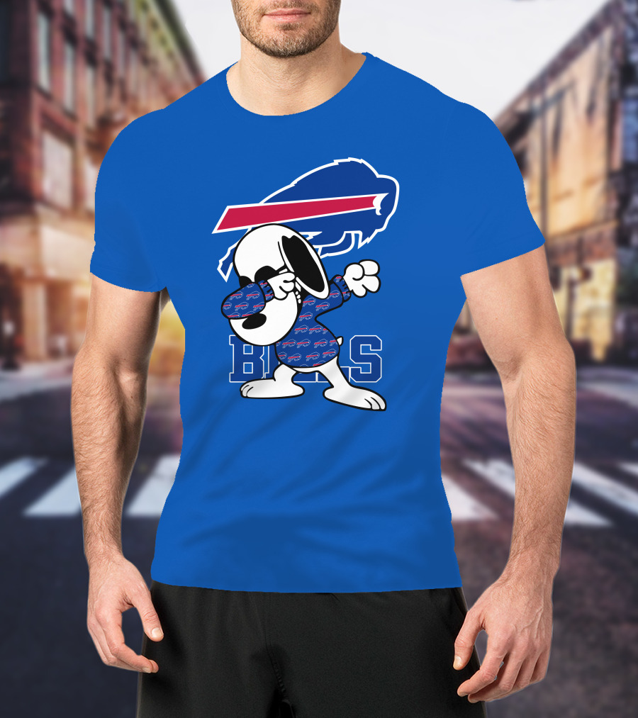 Buffalo Bills Snoopy Dabbing Bills Logo Football T-Shirt