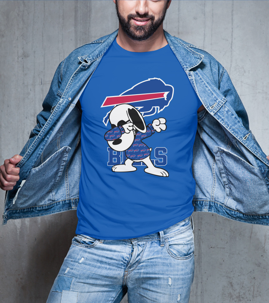 Buffalo Bills Snoopy Dabbing Bills Logo Football T-Shirt