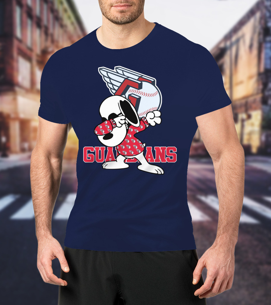 Cleveland Guardians Snoopy Dabbing Baseball T-Shirt