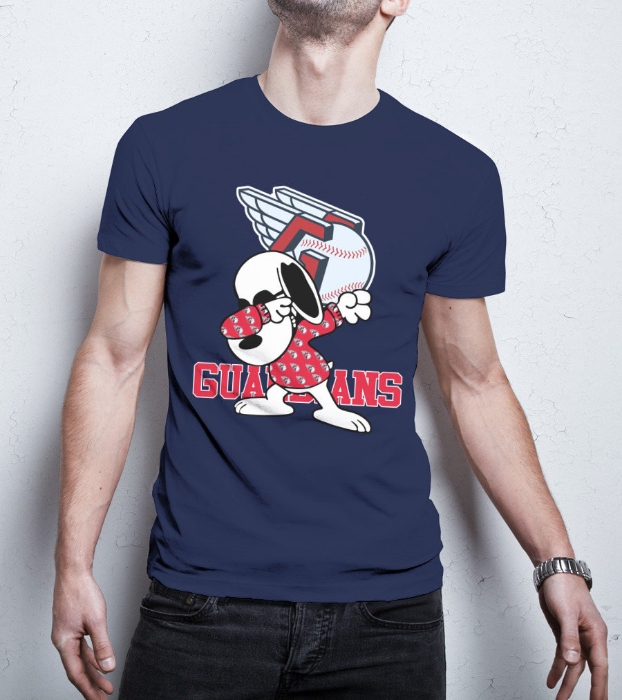 Cleveland Guardians Snoopy Dabbing Baseball T-Shirt