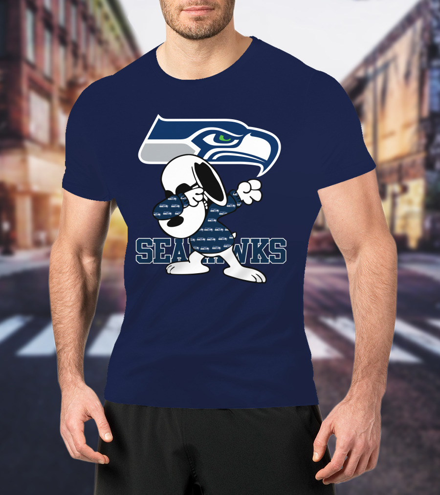 Seattle Seahawks Snoopy Dabbing NFL Team Fan Apparel Bowing Dance T-Shirt