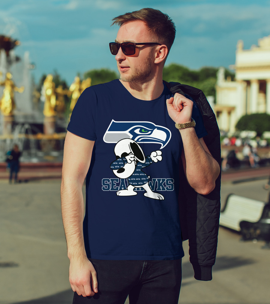 Seattle Seahawks Snoopy Dabbing NFL Team Fan Apparel Bowing Dance T-Shirt
