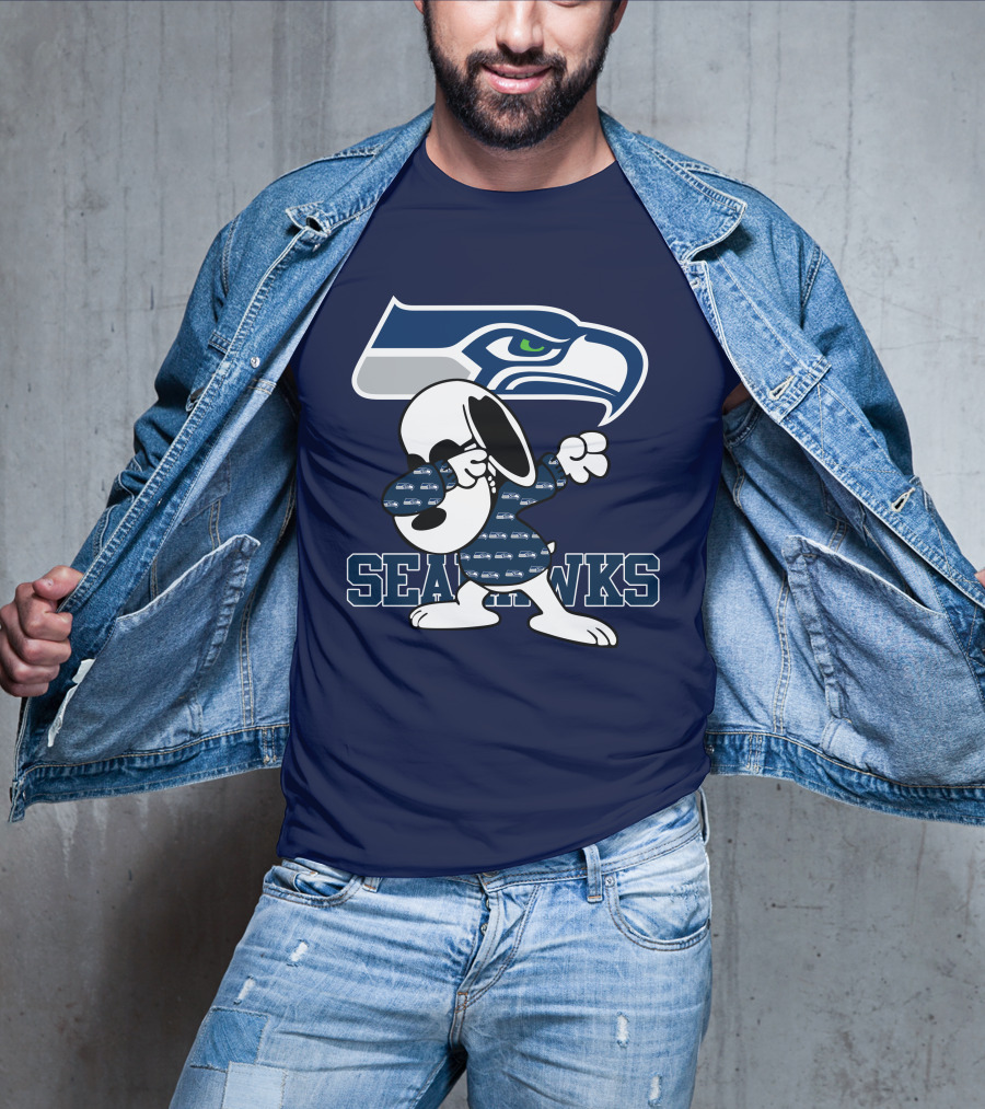 Seattle Seahawks Snoopy Dabbing NFL Team Fan Apparel Bowing Dance T-Shirt
