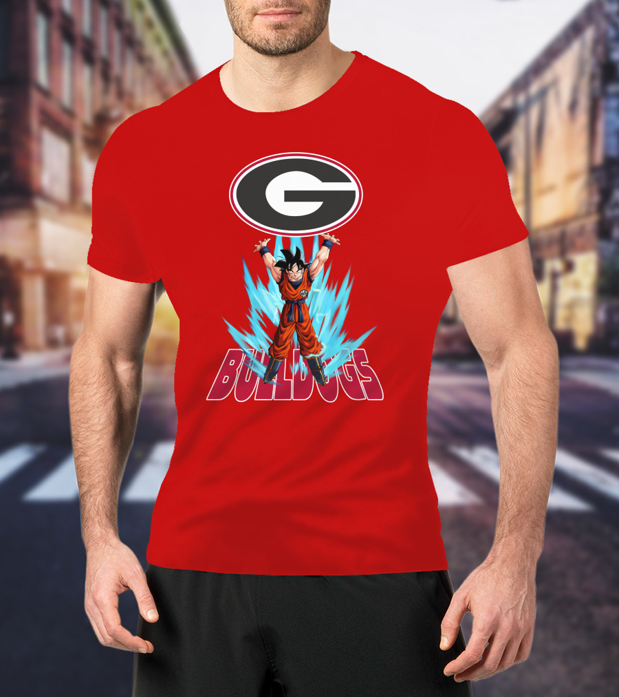 Goku Super Saiyan Georgia Bulldogs Logo Fusion T-Shirt