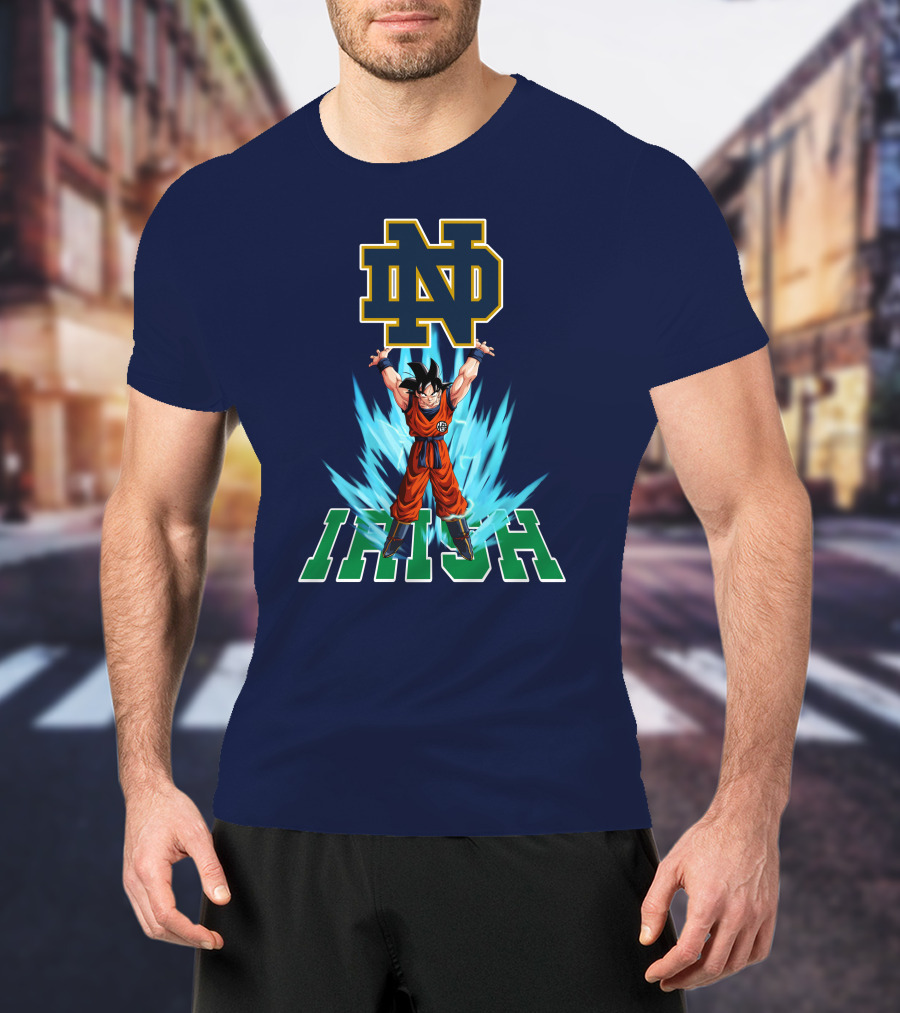 Notre Dame Fighting Irish Dbz Super Saiyan Goku Spirit Bomb T-Shirt