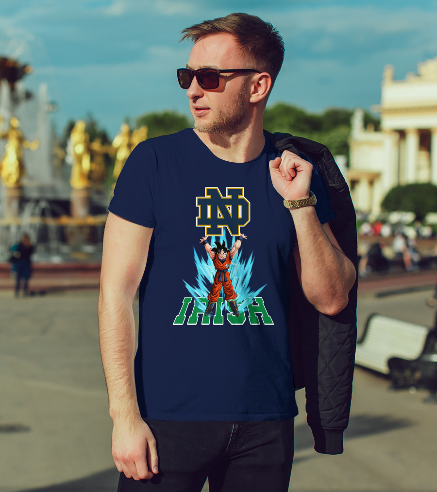 Notre Dame Fighting Irish Dbz Super Saiyan Goku Spirit Bomb T-Shirt