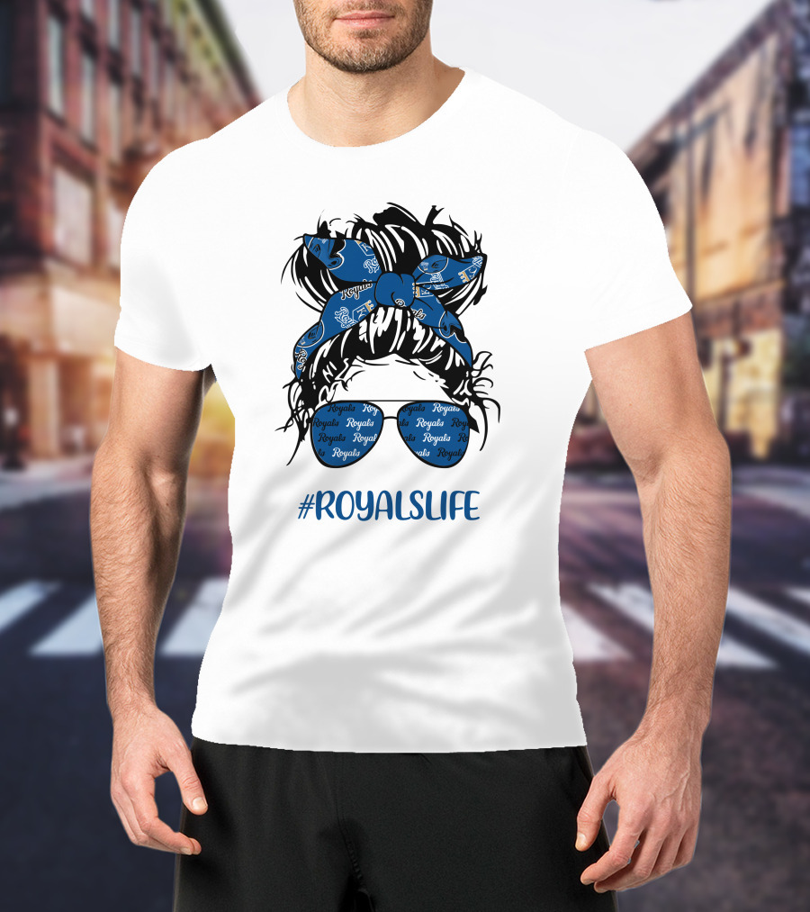 Kansas City Royals Messy Hairband Girl Glasses #RoyalsLife T-Shirt