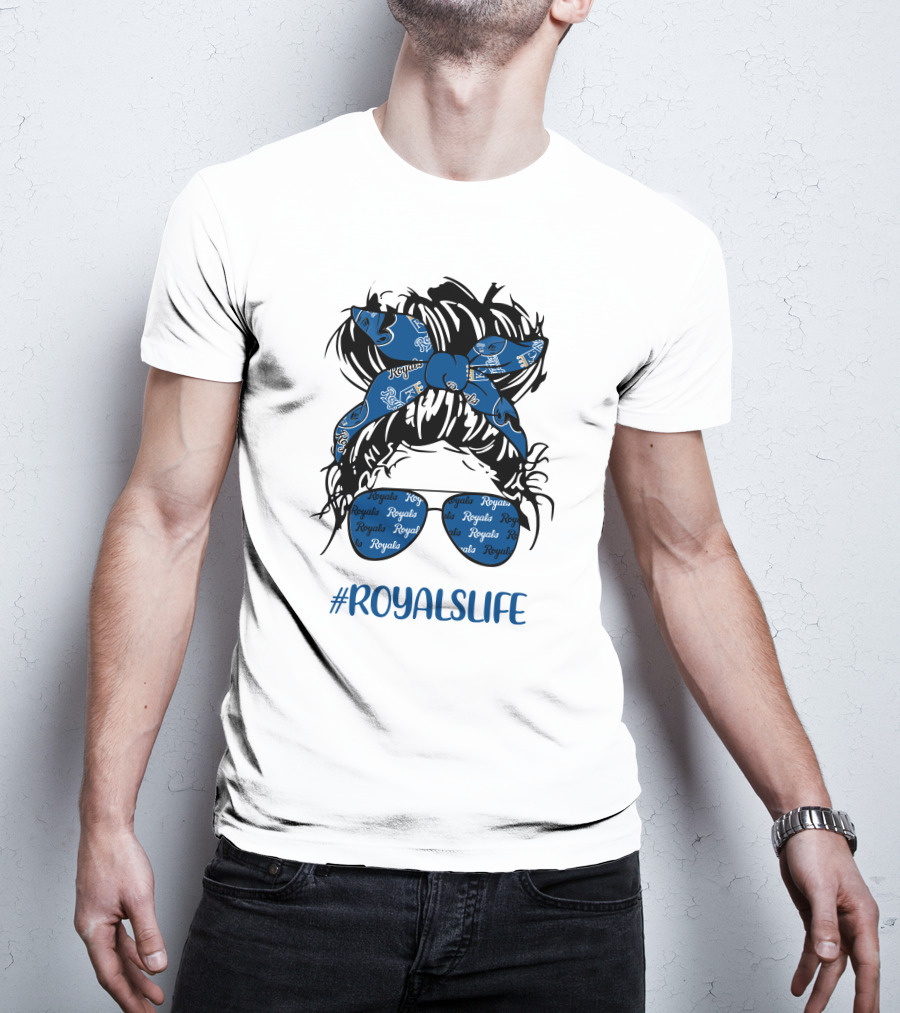 Kansas City Royals Messy Hairband Girl Glasses #RoyalsLife T-Shirt