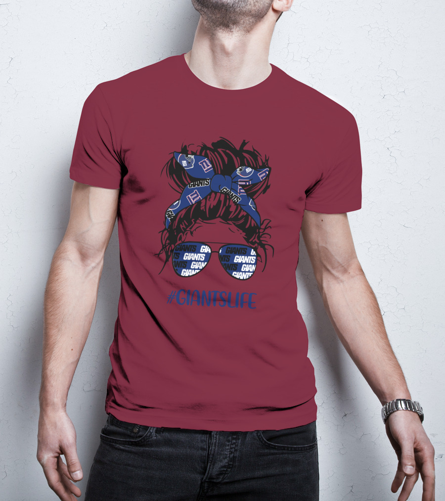 GIANTSLIFE Messy Bun Girl With New York Headband And Glasses T-Shirt