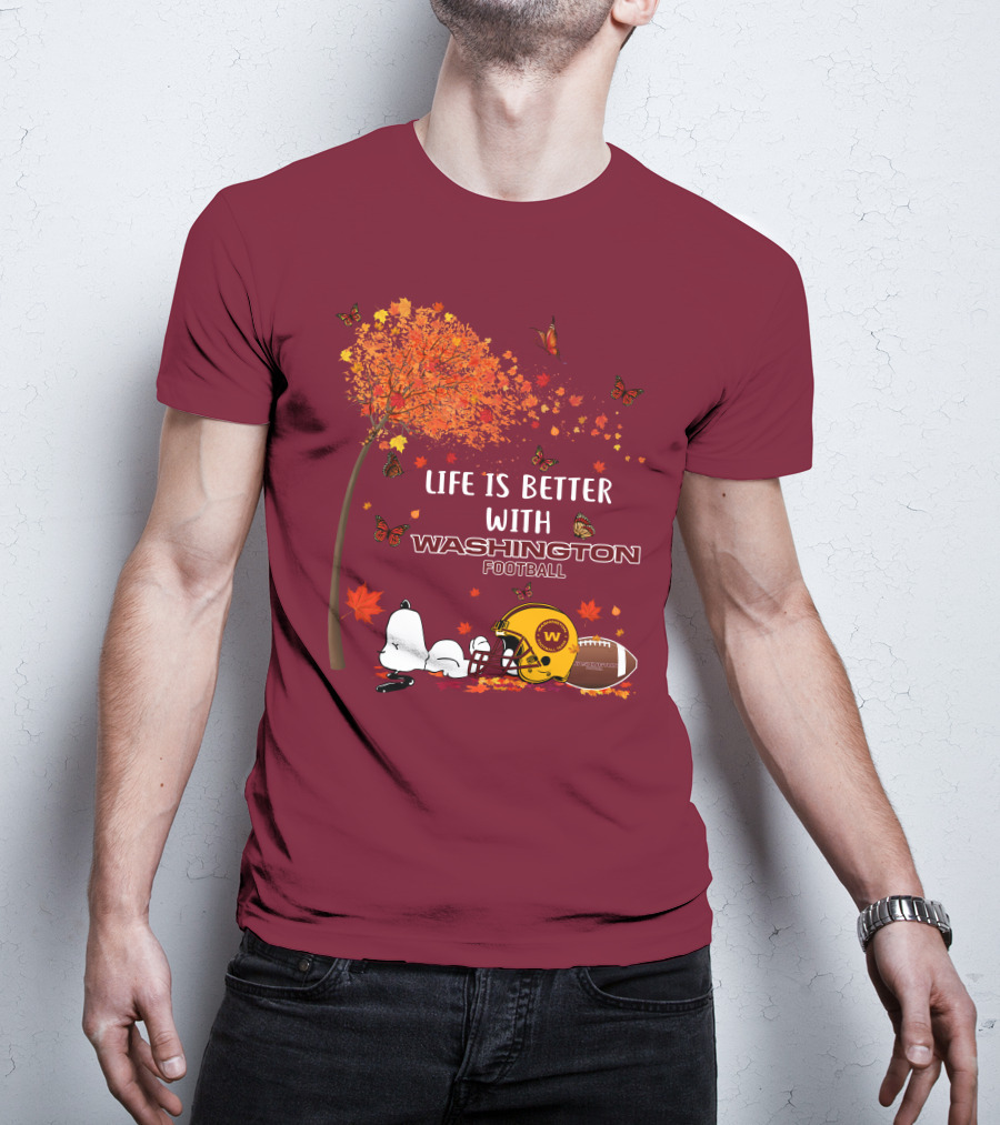 Life Is Better With My Washington Football Team Autumn Snoopy T-Shirt